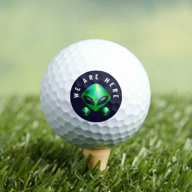 Alien Heads "We Are Here"  Golf Balls (Insitu Tee)
