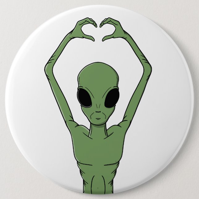 Alien Heart Pose 6 Cm Round Badge (Front)
