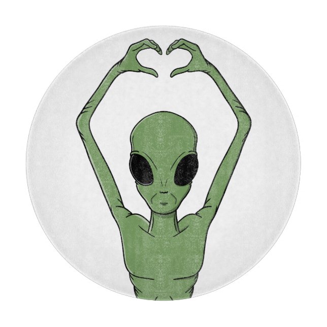 Alien Heart Pose Cutting Board (Front)