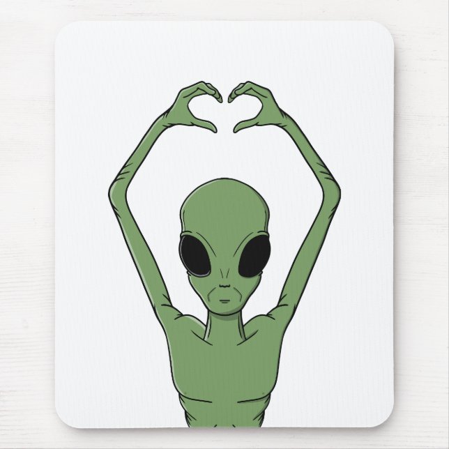 Alien Heart Pose Mouse Mat (Front)