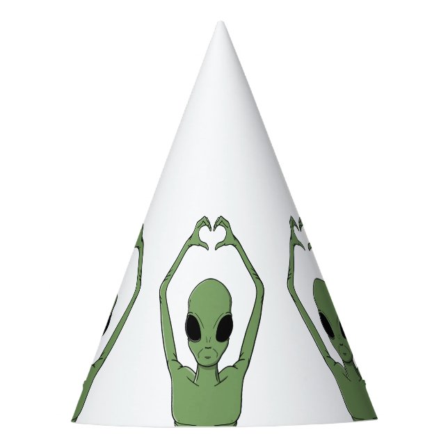 Alien Heart Pose Party Hat (Front)