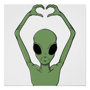 Alien Heart Pose Poster
