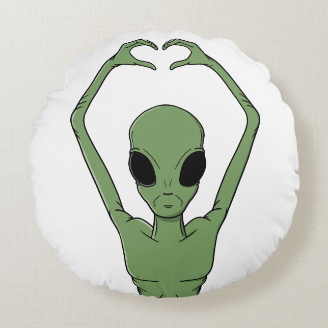 Alien Heart Pose Round Cushion (Front)