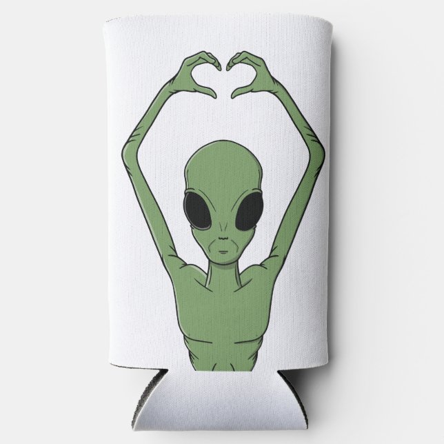 Alien Heart Pose Seltzer Can Cooler (Front)