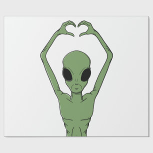 Alien Heart Pose Wrapping Paper