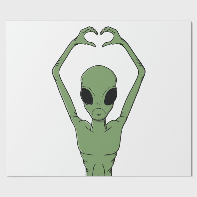 Alien Heart Pose Wrapping Paper (Flat)