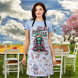 Alien Here for the Coffee Apron