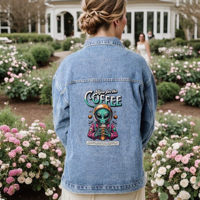 Alien Here for the Coffee Denim Jacket (Creator Uploaded)