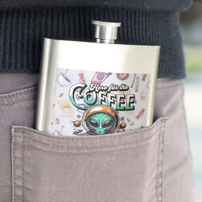 Alien Here for the Coffee Hip Flask (In Situ)