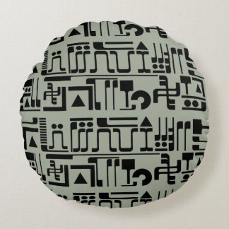 Alien Hieroglyphs Round Cushion