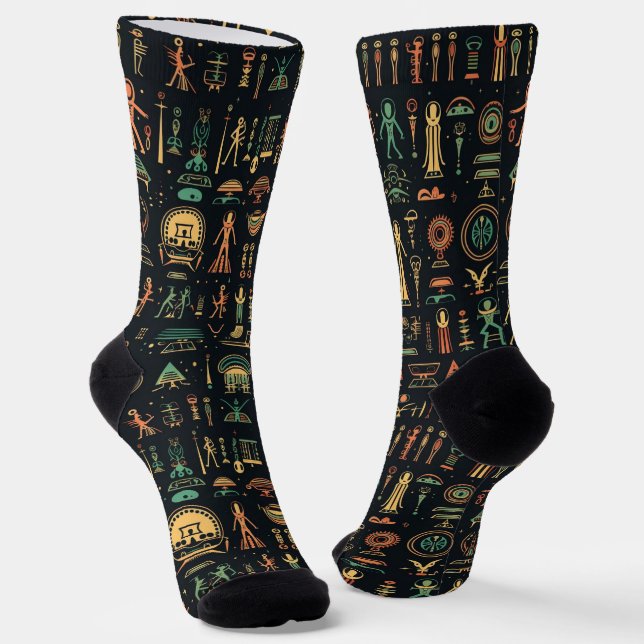 Alien Hieroglyphs Socks (Angled)