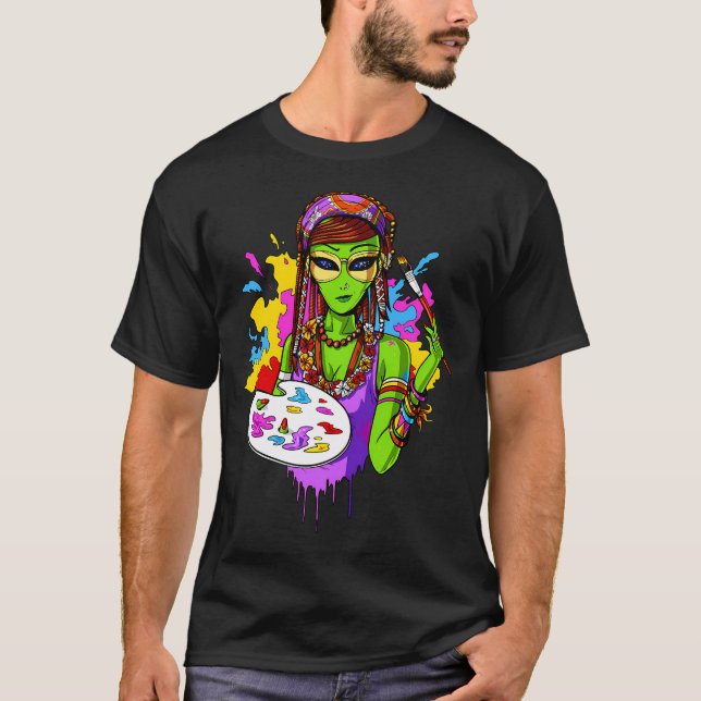 Alien Hippie Painter T-Shirt (Front)