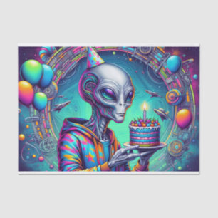 Alien holding Birthday Cake  Tissue Paper