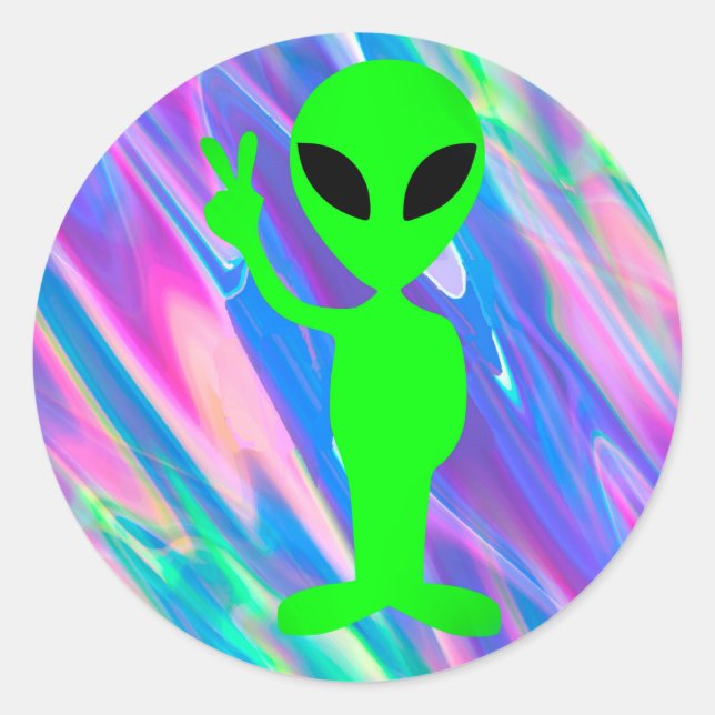 alien hologram classic round sticker (Front)