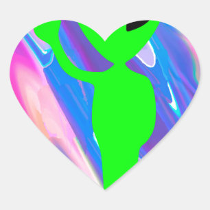 alien hologram heart sticker