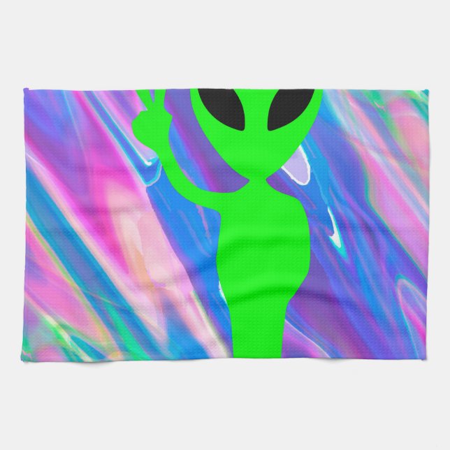 alien hologram tea towel (Horizontal)