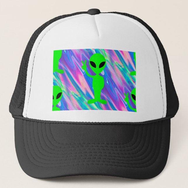 alien hologram trucker hat (Front)