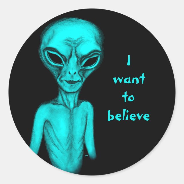 Alien , I want to believe Classic Round Sticker (Front)