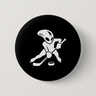 Alien Ice Hockey Player Cool Cartoon 6 Cm Round Badge