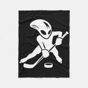 Alien Ice Hockey Player Cool Cartoon  Fleece Blanket