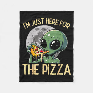Alien Im Just Here For Zza Funny Food Snack Women  Fleece Blanket