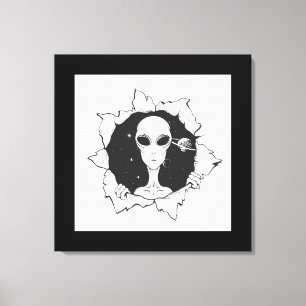 Alien In a Hole Stretched Canvas Print