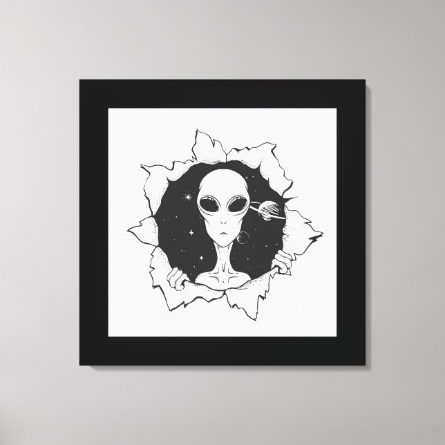 Alien In a Hole Stretched Canvas Print (Front)