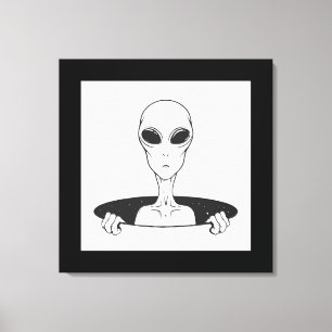 Alien In a Hole Stretched Canvas Print