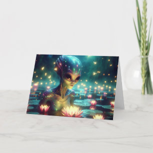 Alien in a Lotus Pond Card