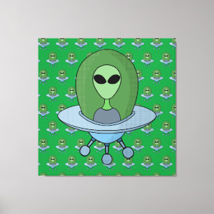 Alien in his little spaceship canvas print