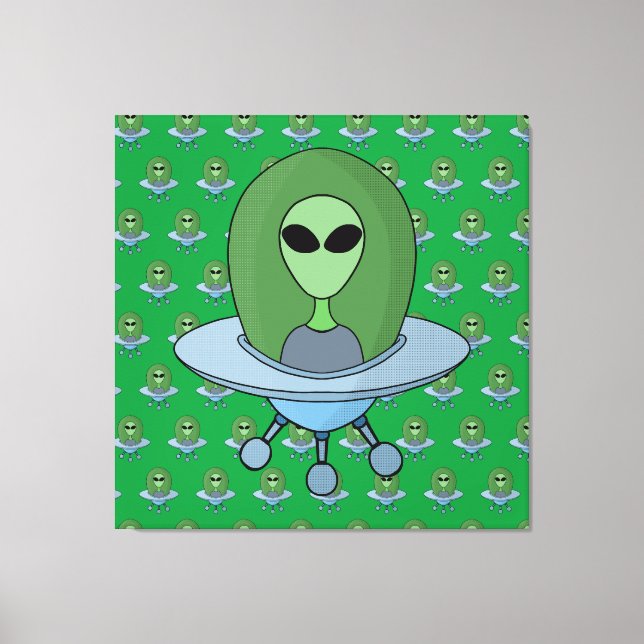 Alien in his little spaceship canvas print (Front)