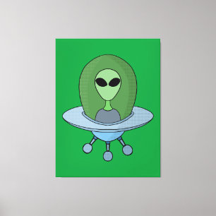 Alien in his little spaceship canvas print