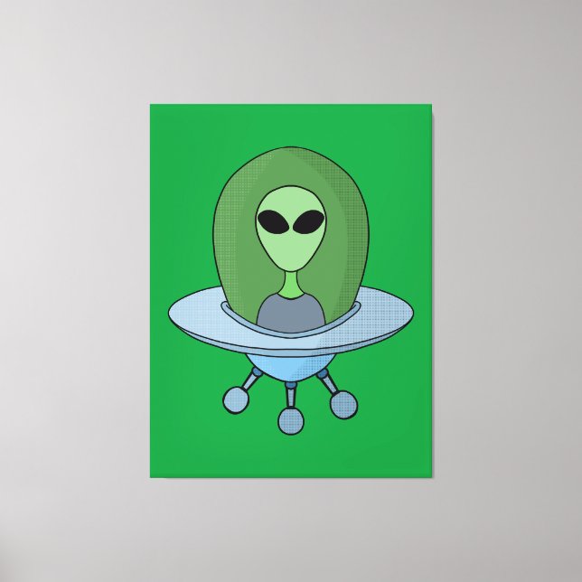 Alien in his little spaceship canvas print (Front)