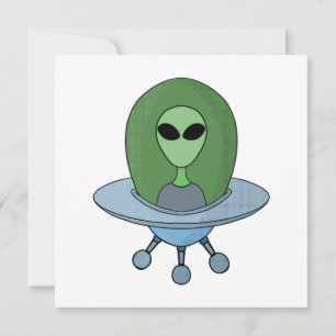 Alien in his little spaceship invitation