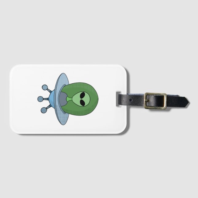 Alien in his little spaceship luggage tag (Front Horizontal)