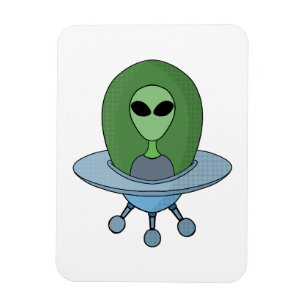 Alien in his little spaceship magnet