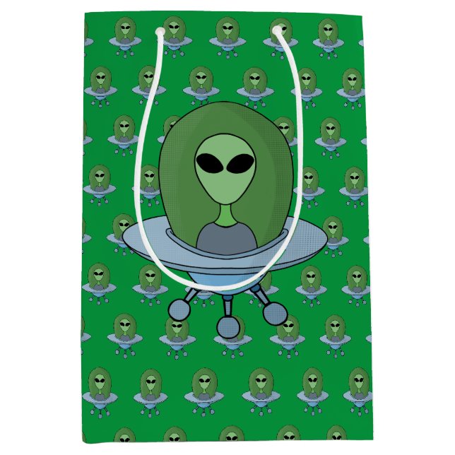 Alien in his little spaceship medium gift bag (Front)