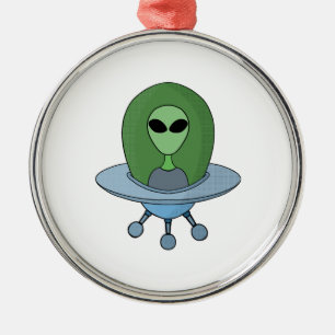 Alien in his little spaceship metal tree decoration