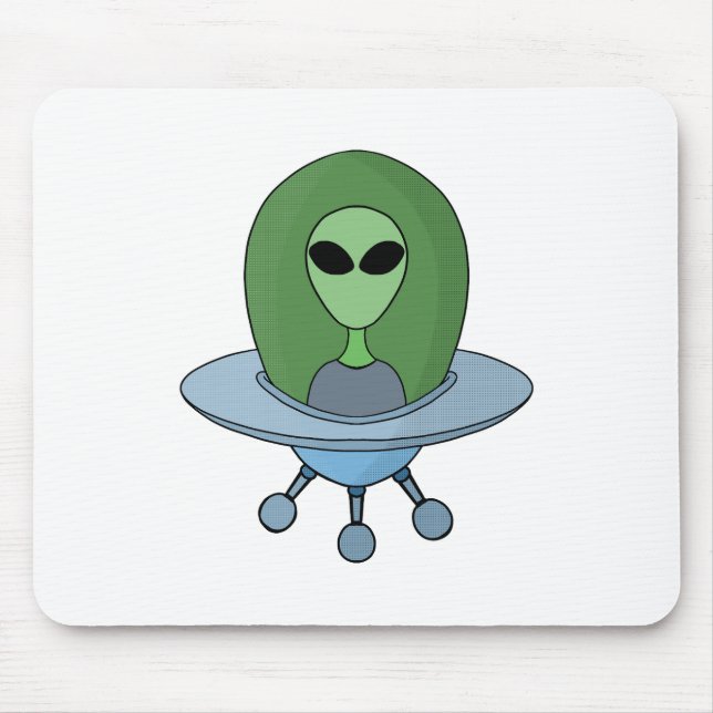 Alien in his little spaceship mouse mat (Front)