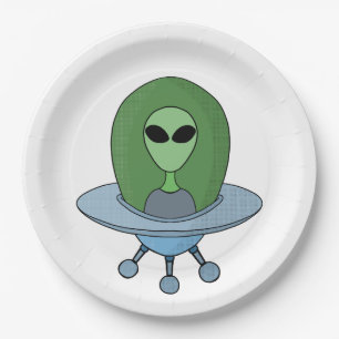 Alien in his little spaceship paper plate