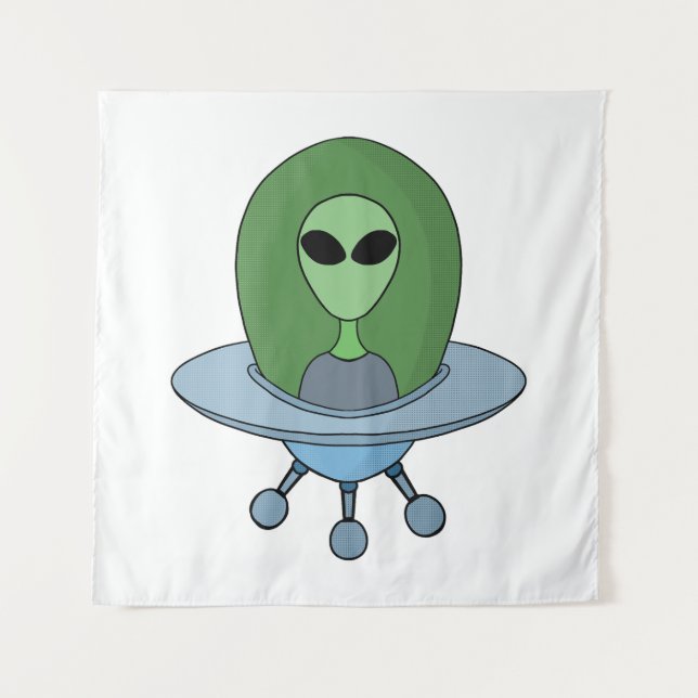 Alien in his little spaceship tapestry (Front)