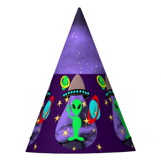 Alien In Outer Space fun Kids Cute Party Party Hat (Front)