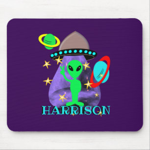Alien In Outer Space fun Kids Personalised Mouse Mat
