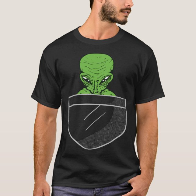 Alien In The Pocket Ufo Space Extraterrestrial T-Shirt (Front)