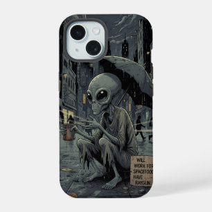 Alien in the Rain iPhone 15 Case