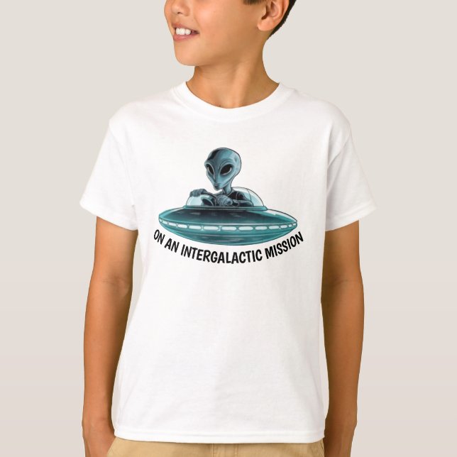 Alien in UFO T-Shirt (Front)