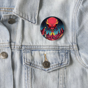 alien invasion 6 cm round badge