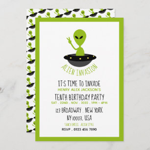 Alien Invasion, Birthday Invitation