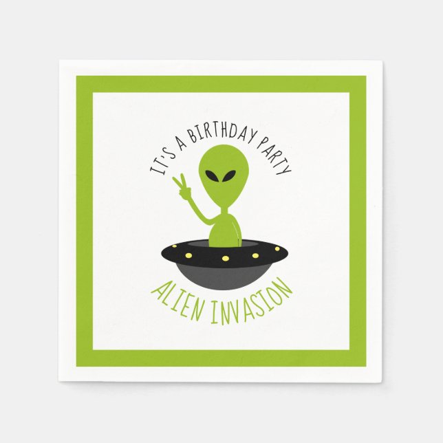 Alien Invasion, Birthday Napkin (Front)
