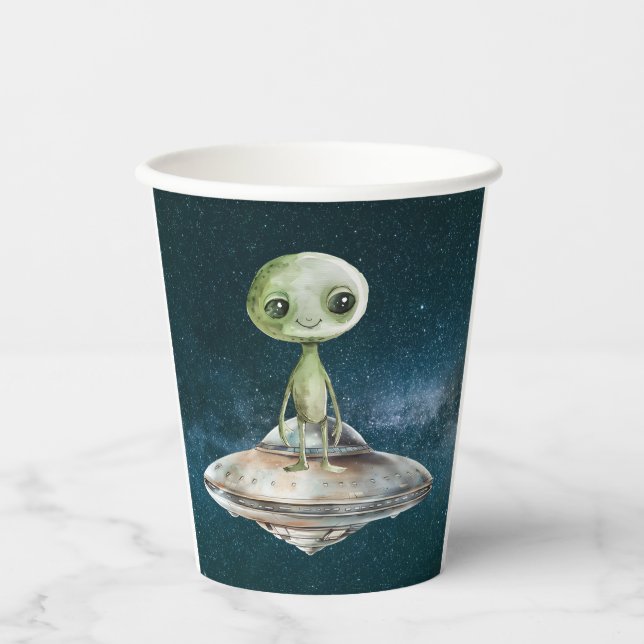Alien Invasion Outer Space Birthday Paper Cups (Front)